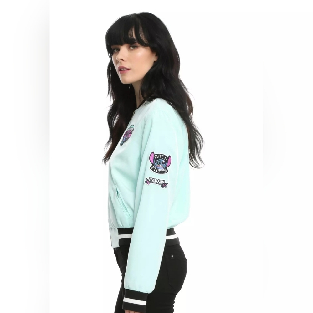 Disney Lilo & Stitch Patched Girls Satin Souvenir Jacket💙🤍 - Picture 5 of 16